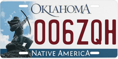 OK license plate 006ZQH