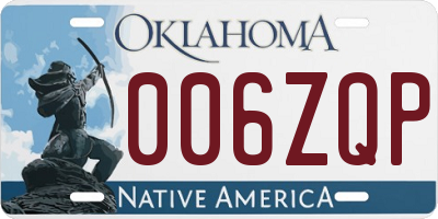 OK license plate 006ZQP