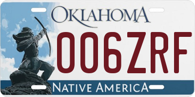 OK license plate 006ZRF