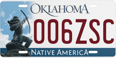 OK license plate 006ZSC
