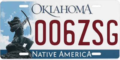 OK license plate 006ZSG