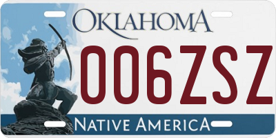 OK license plate 006ZSZ