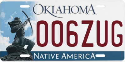 OK license plate 006ZUG