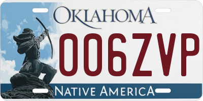 OK license plate 006ZVP