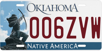 OK license plate 006ZVW