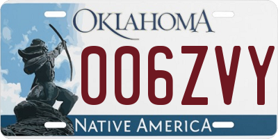 OK license plate 006ZVY