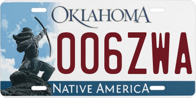 OK license plate 006ZWA