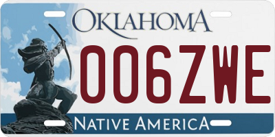 OK license plate 006ZWE
