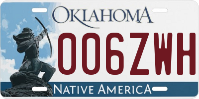 OK license plate 006ZWH