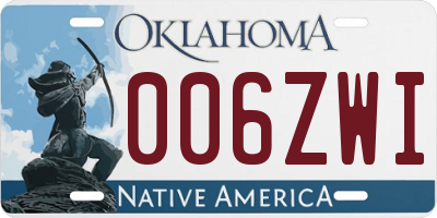 OK license plate 006ZWI