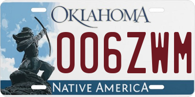 OK license plate 006ZWM