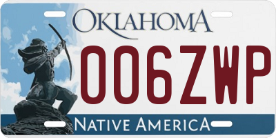 OK license plate 006ZWP