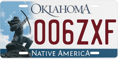 OK license plate 006ZXF