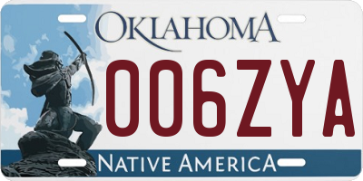 OK license plate 006ZYA