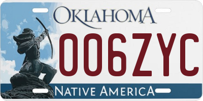 OK license plate 006ZYC