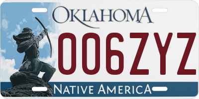 OK license plate 006ZYZ