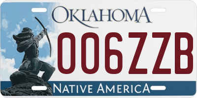 OK license plate 006ZZB