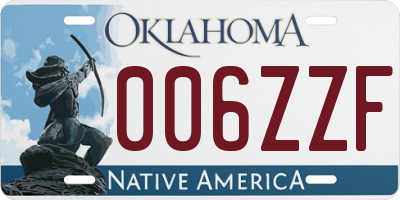 OK license plate 006ZZF