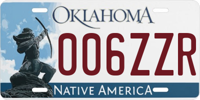 OK license plate 006ZZR