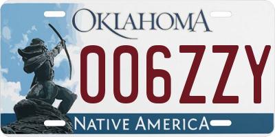 OK license plate 006ZZY