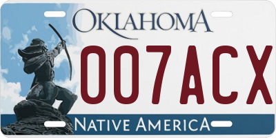 OK license plate 007ACX