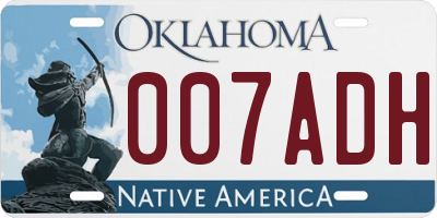 OK license plate 007ADH