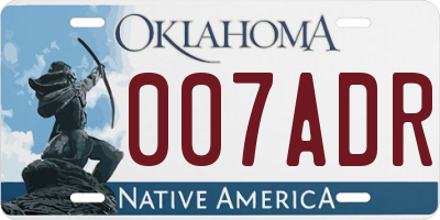 OK license plate 007ADR