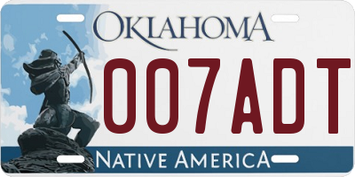OK license plate 007ADT