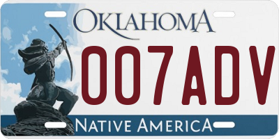 OK license plate 007ADV