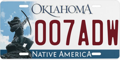 OK license plate 007ADW
