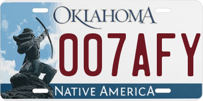 OK license plate 007AFY