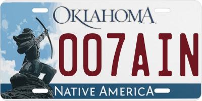 OK license plate 007AIN