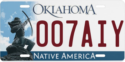 OK license plate 007AIY