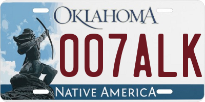 OK license plate 007ALK