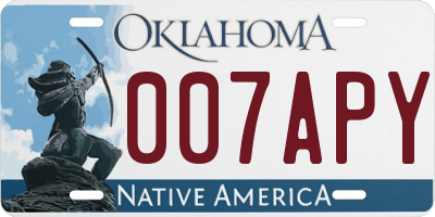 OK license plate 007APY
