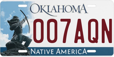 OK license plate 007AQN