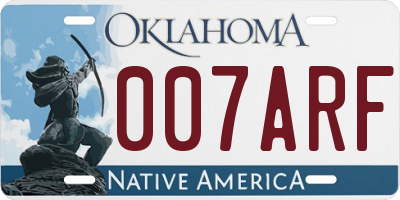 OK license plate 007ARF