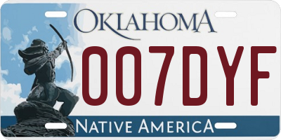 OK license plate 007DYF