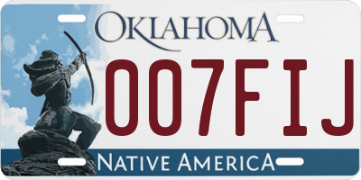 OK license plate 007FIJ