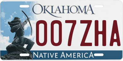 OK license plate 007ZHA