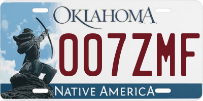 OK license plate 007ZMF