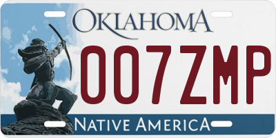 OK license plate 007ZMP