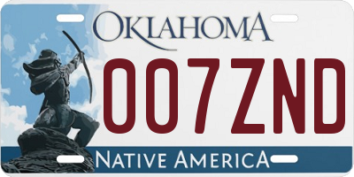 OK license plate 007ZND