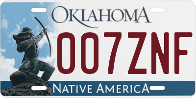 OK license plate 007ZNF