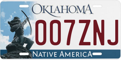 OK license plate 007ZNJ