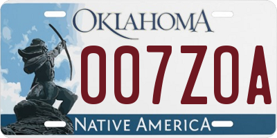 OK license plate 007ZOA