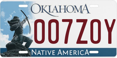 OK license plate 007ZOY