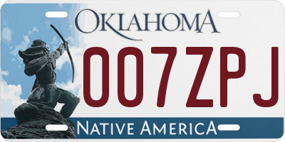 OK license plate 007ZPJ