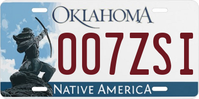 OK license plate 007ZSI