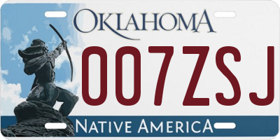 OK license plate 007ZSJ